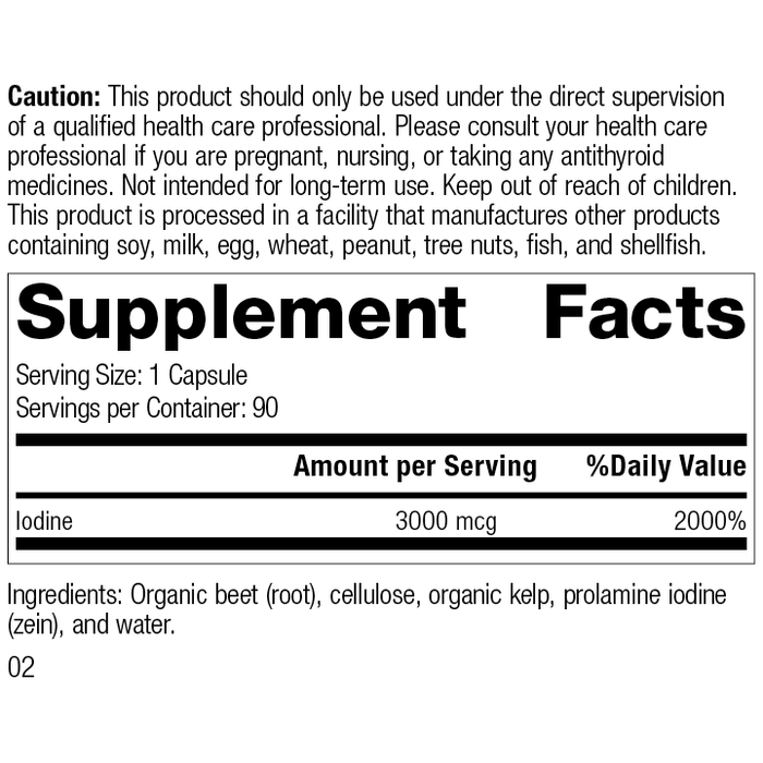 Prolamine Iodine Plus, 90 Tablets, Rev 02 Supplement Facts