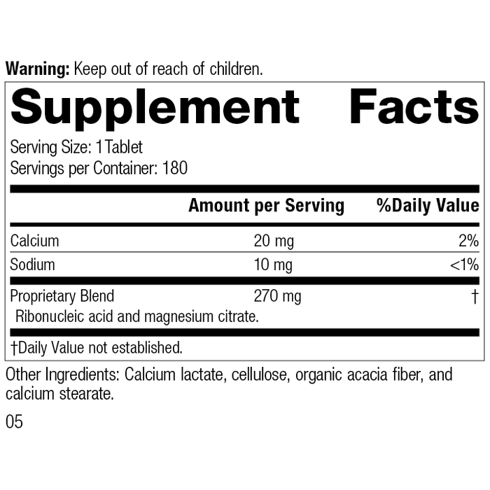 Ribonucleic Acid (RNA), 180 Tablets, Rev 04 Supplement Facts