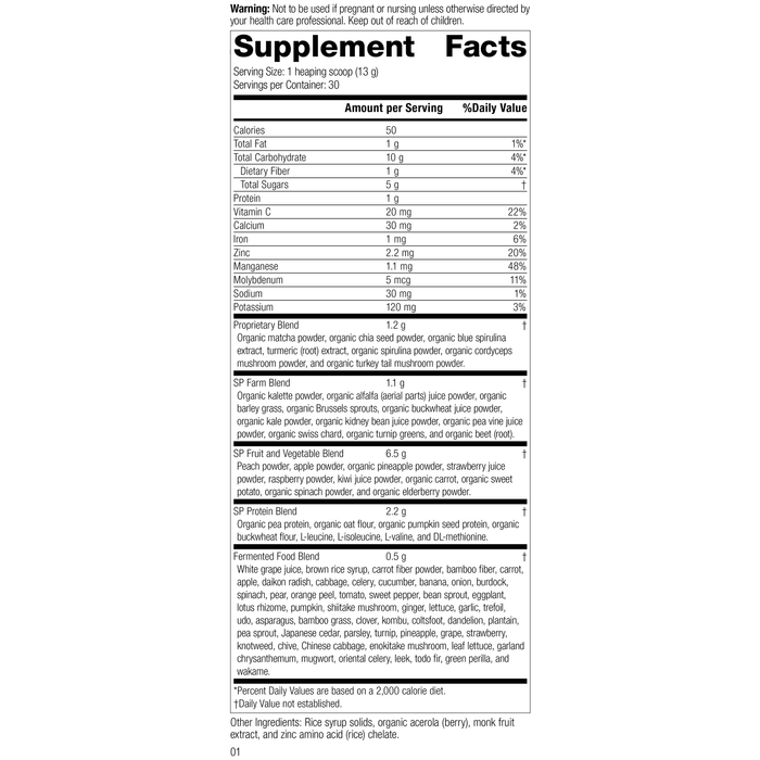 Revision 1 of SP Power Mix Supplement Facts.
