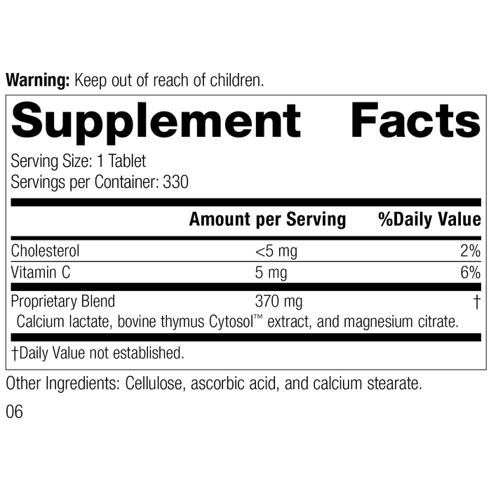 Thymex®, 330 Tablets, Rev 05 Supplement Facts