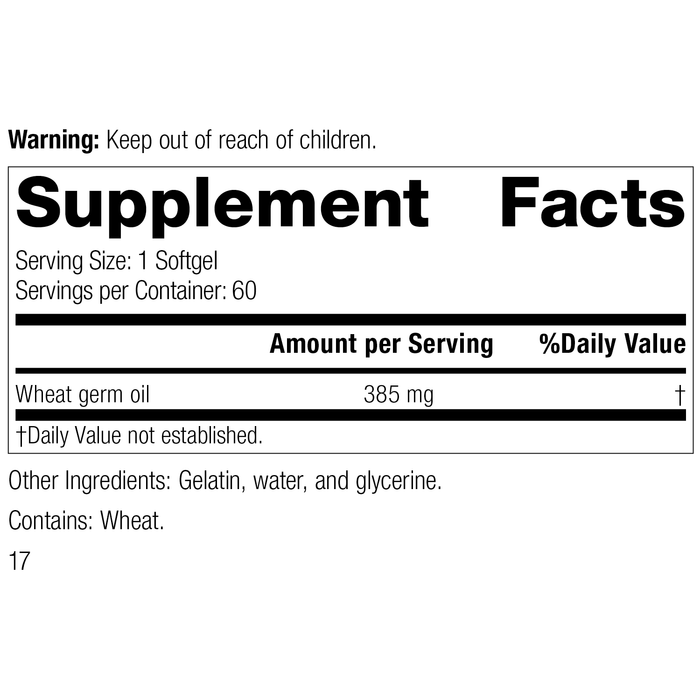 8225 Wheat Germ Oil R16 Supplement Facts