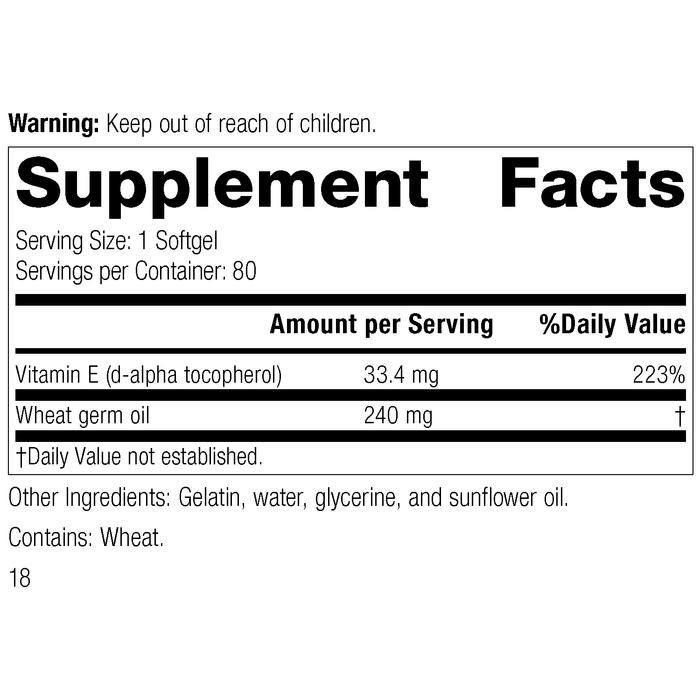 Wheat Germ Oil Fortified™, Rev 16 Supplement Facts