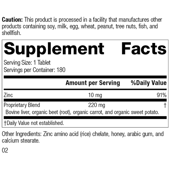 Zinc Chelate™, 180 Tablets, Rev 02 Supplement Facts