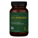 A bottle of Oxy-Powder dietary supplement by Global Healing, with a label that includes the brand name, product name, and benefits such as relieving constipation and bloating.