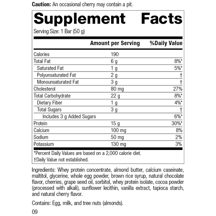 StandardBar®-Cocoa Cherry, Rev 07 Supplement Facts