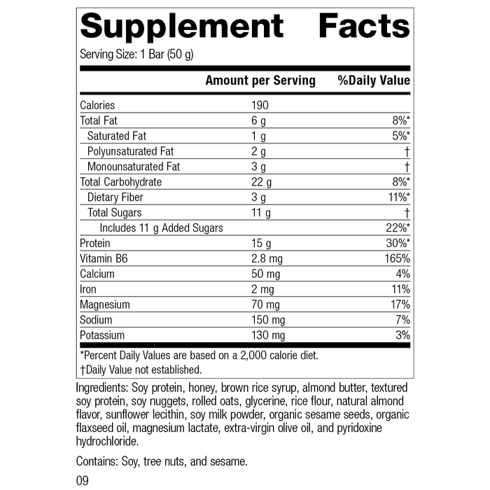 StandardBar®-Soy Almond Crunch, Rev 08 Supplement Facts