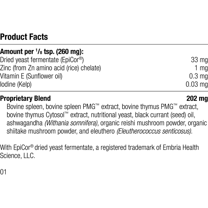 A1610 Canine Immune System Support, 30 g, Rev 01 Supplement Facts	
