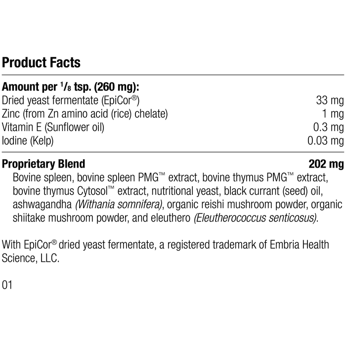 A1660 Canine Immune System Support, 110 g, Rev 01 Supplement Facts
