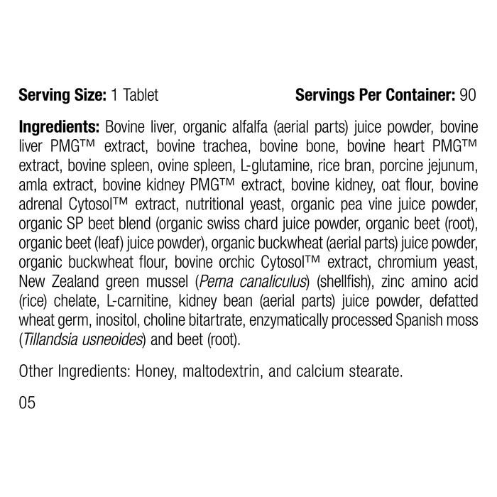 Feline Whole Body Support, 90 tablets, Rev 05 Supplement Facts