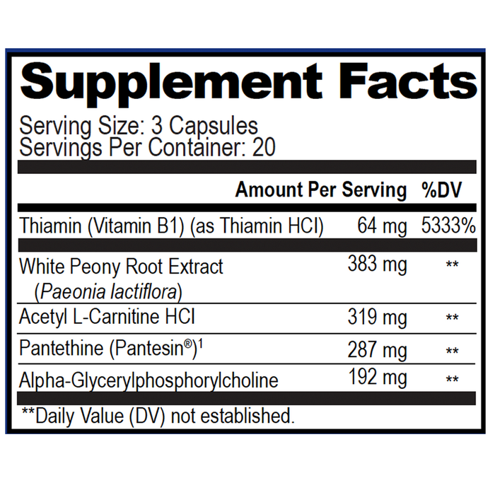 Acetylcholine Brain Food 60 Capsules by Natural Stacks supplement facts label