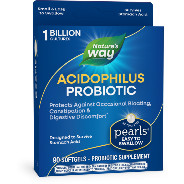Acidophilus Probiotic Pearls 90 Softgels by Nature's Way – front of bottle