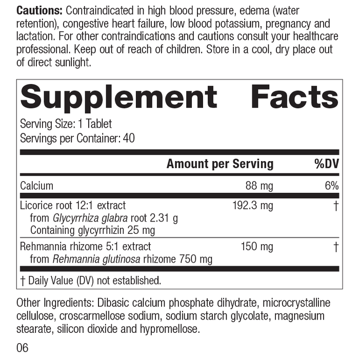 Adrenal Complex, 40 Tablets, Rev 05 Supplement Facts