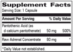 Adreno Trophic 100 caps Supplement facts label