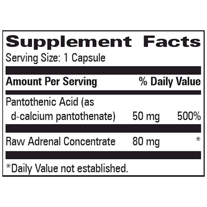 Adreno Trophic 100 caps Supplement facts label