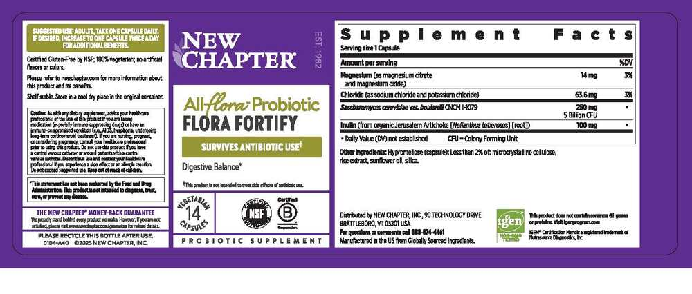 All Flora Probiotic Flora Fortify 14 Capsules by New Chapter information label