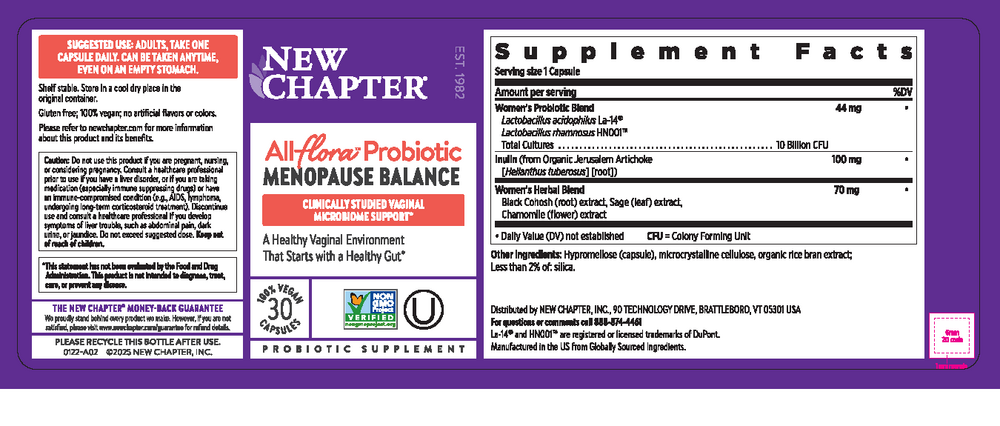 All Flora Probiotic Menopause Balance 30 Capsules by New Chapter Information label
