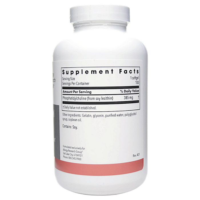 Allergy Research Group's Phosphatidyl Choline 100 softgels Supplement Facts