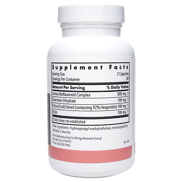 Allergy Research Group's Quercetin Bioflavonoids 100 capsules Supplement Facts