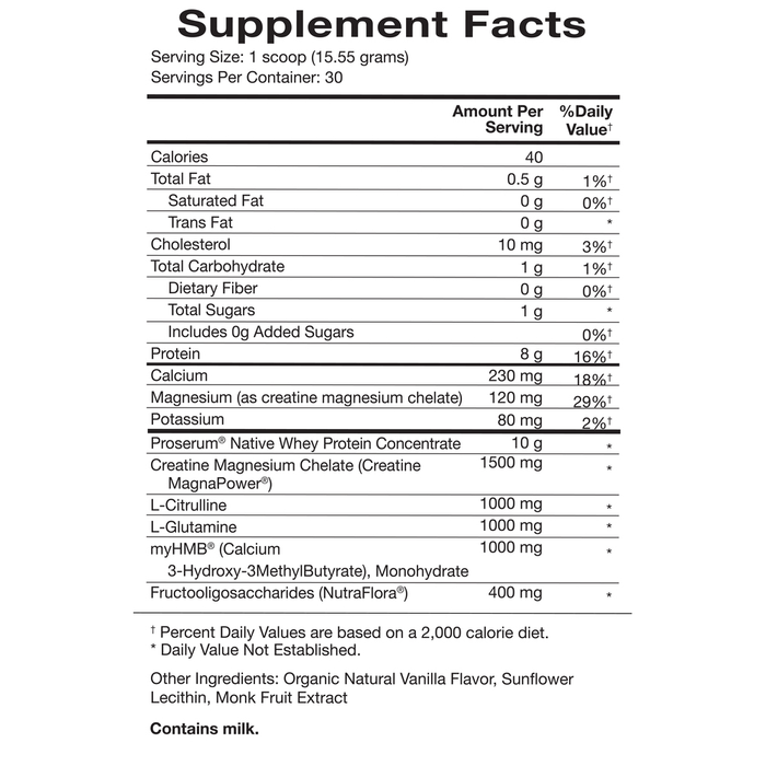 Amino Whey Pro Advantage Natura Health Products Supplement Facts label
