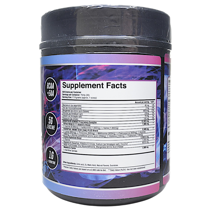 Project AD's Aminotaur 30 servings The Grape Escape supplement facts label
