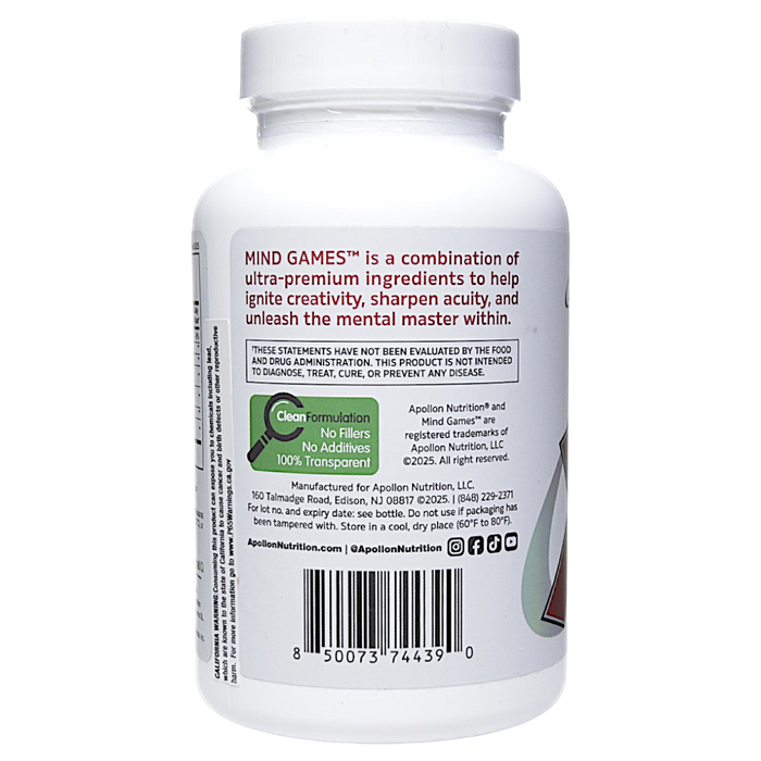 Apollon Nutrition's Mind Games 120 capsules Suggested Use