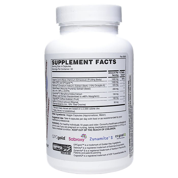 Apollon Nutrition's Mind Games 120 capsules Supplement Facts