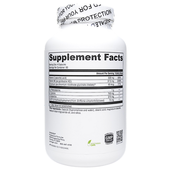Xymogen's Appe-Curb 240 capsules supplement facts label