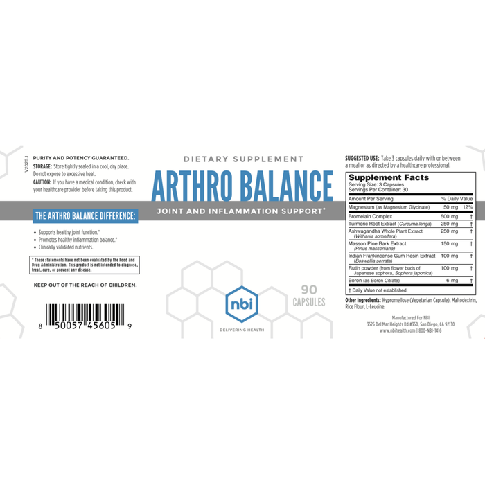 Arthro Balance 90 Capsules by NBI label