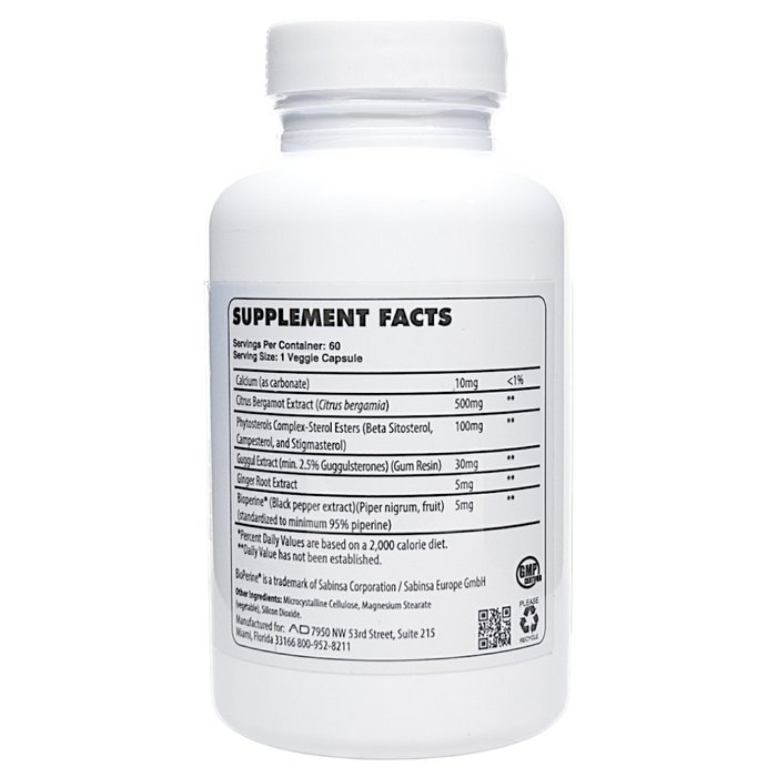 Project AD's Bergamot 60 capsules supplement facts label