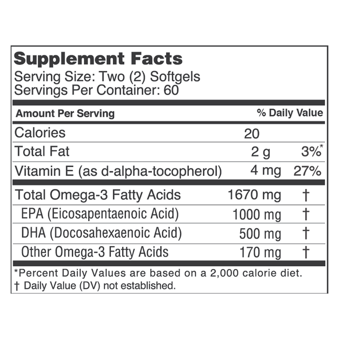 Best Catch Omegas 120 Softgels by NBI supplement facts label