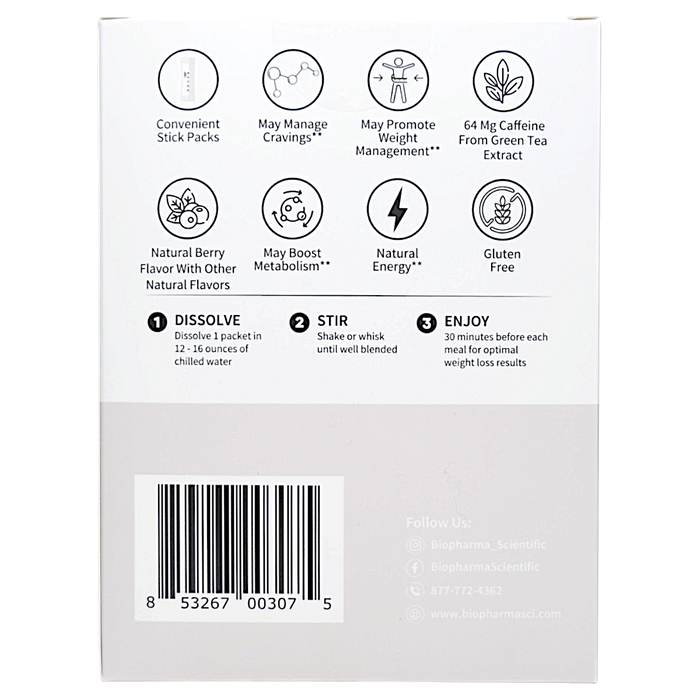 BioPharma Scientific's NanoLean 30 packets Suggested Use