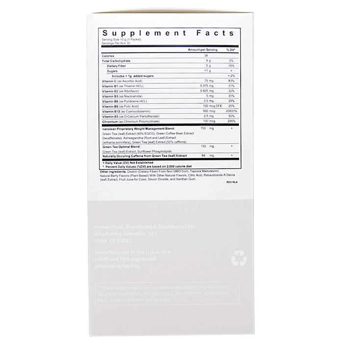 BioPharma Scientific's NanoLean 30 packets Supplement Facts