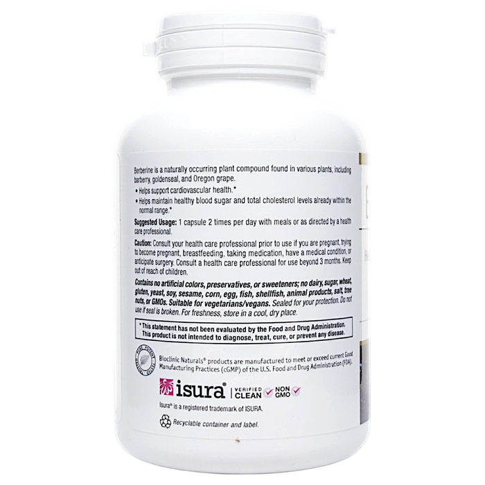 Bioclinic Naturals' Berberine HCL 90 capsules Suggested Use