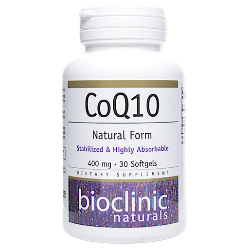 Bottle of Bioclinic Naturals' CoQ10 30 softgels