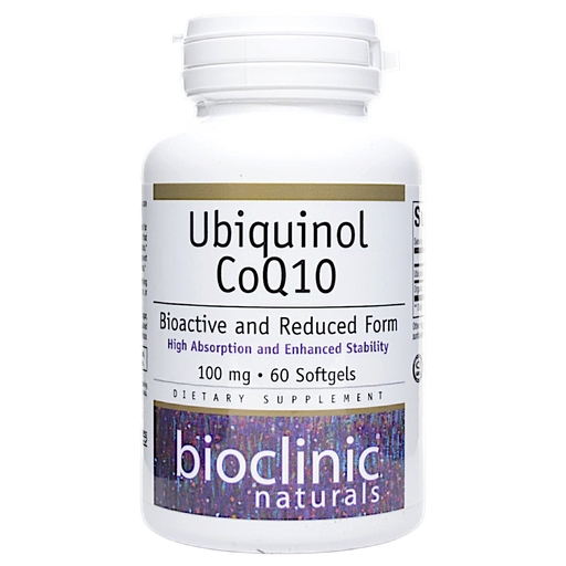 Bottle of Bioclinic Naturals' Ubiquinol CoQ10 60 softgels