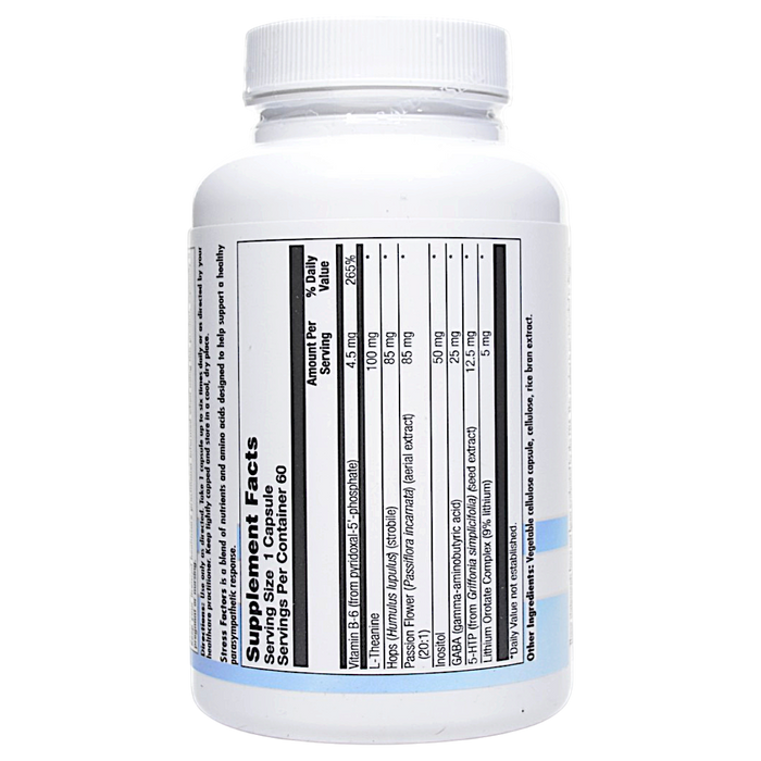 Biogenesis' Stress Factors 60 capsules Supplement Facts