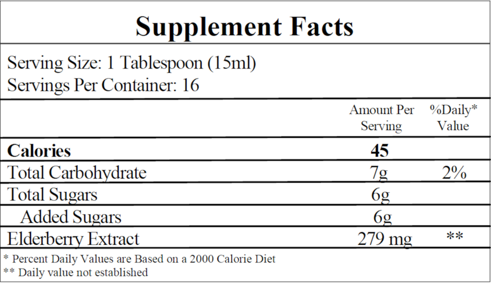 Black Elderberry Extract 8 fl oz by Ecological Formulas supplement facts label