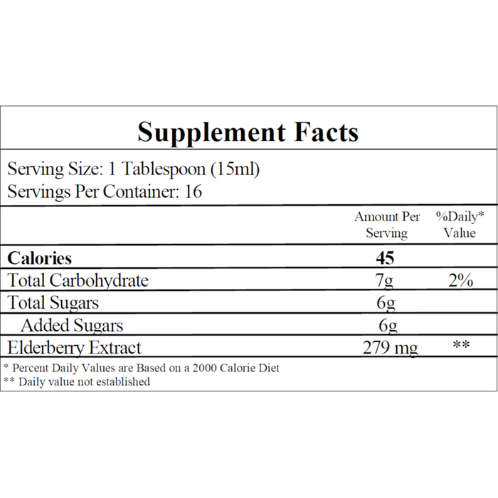 Black Elderberry Extract 8 fl oz by Ecological Formulas supplement facts label