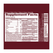 Supplement label with facts and ingredients on a red background