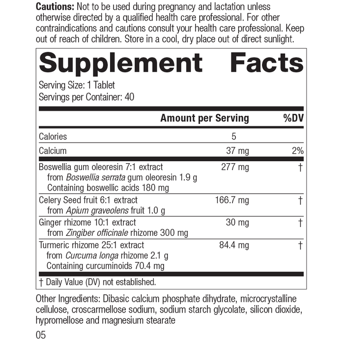 Boswellia Complex, 40 Tablets, Rev 04 Supplement Facts