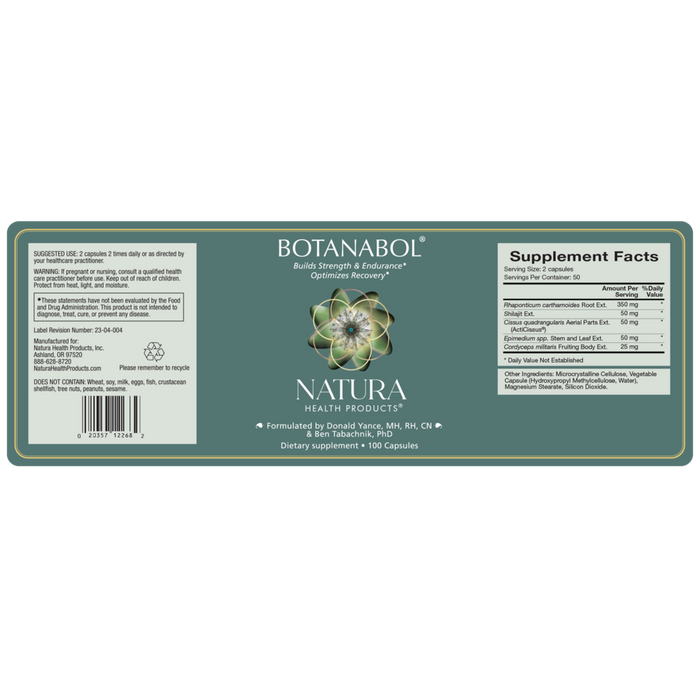 Botanabol® by Natura Health Products label