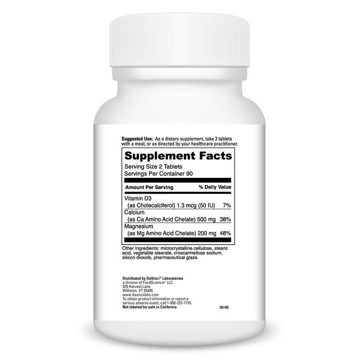 Cal-Mag 180 Tablets by DaVinci Labs supplement facts label