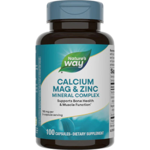 Nature's Way, Calcium Magnesium & Zinc 100 caps, Front of bottle