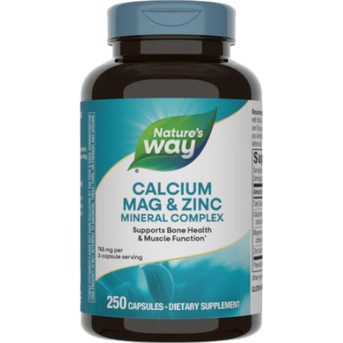 Nature's Way, Calcium Magnesium & Zinc 250 caps, Front of bottle