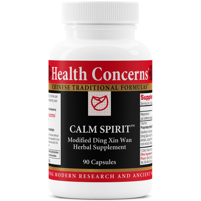 Health Concerns Calm Spirit herbal supplement bottle on a white background