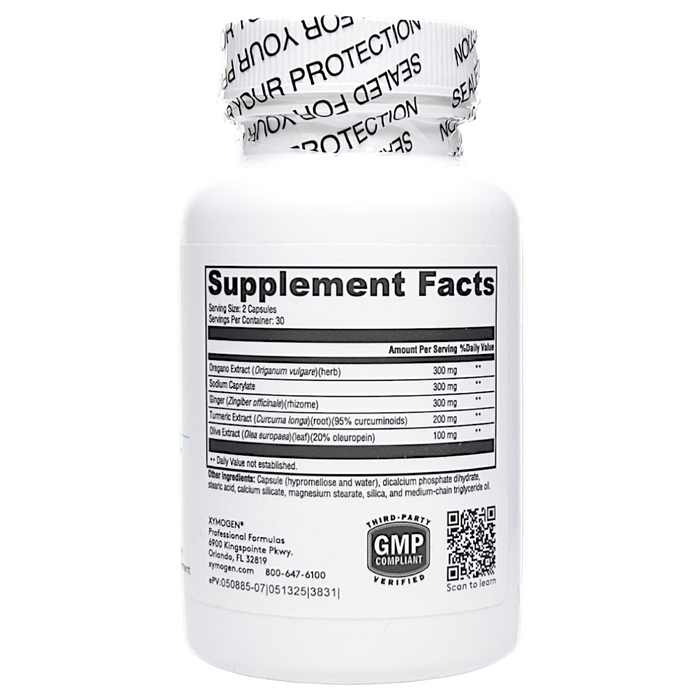 Xymogen's Candicidal 60 Capsules supplement facts label