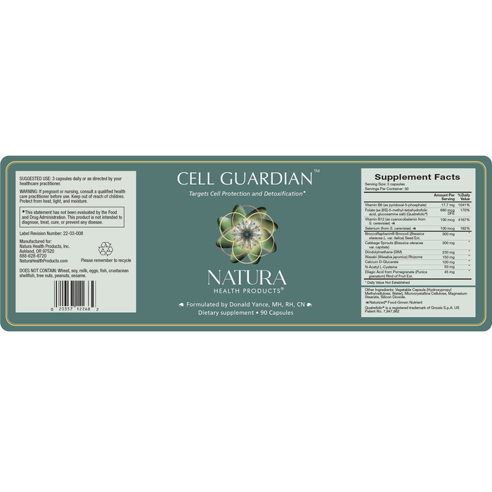 Cell Guardian™ by Natura Health Products Supplement Facts Label