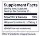 Cellular Longevity PRO 60 Capsules by Timeline supplement facts label
 
