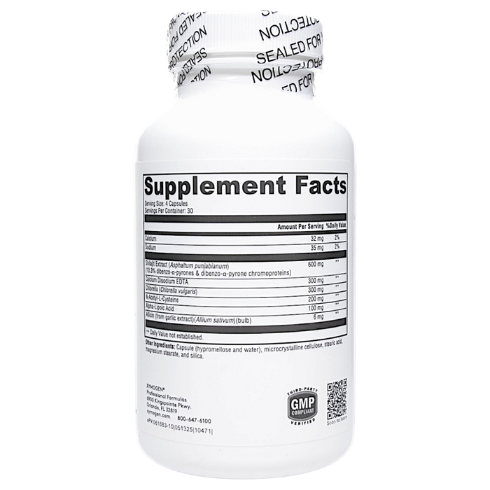 Xymogen's CheleX 120 capsules supplement facts label
