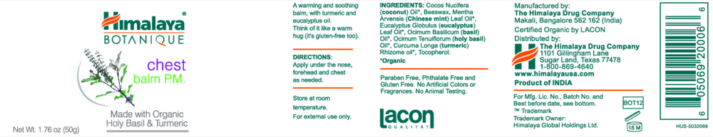 Chest Balm P.M. 50 Grams by Himalaya Wellness information label 
 